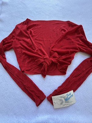 90s Y2K Dance Slinky Red Tie Front Top