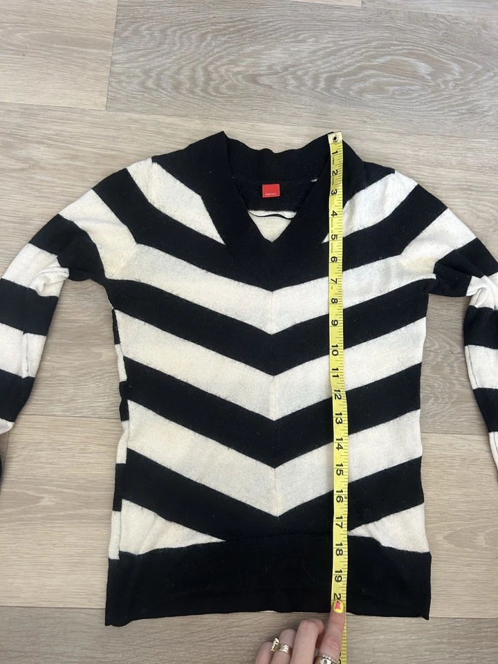 Vintage Esprit Black White Sweater Women Small V-Neck Long Sleeve Y2K Retro - Image 4 of 4