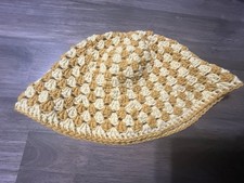 Handmade Crochet Bucket Hat Yellow Beige