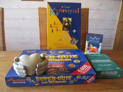 SPIELE KONVOLUT * PRESTEL KUNSTSPIEL, HAPPY HOUR, SUPER-QUIZ, FRAGE-SPIEL, HERZ