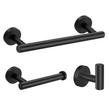 3-Pieces Bathroom Accessories Kit, Matte Black Bathroom Hardware SUS304 Stain...