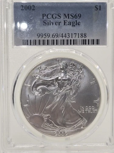 2002  American Silver Eagle ASE S$1 PCGS MS69