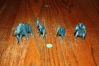 Matched Set of 4 MPC Vintage Metallic Blue Dinosaurs/Prehistoric Monsters - Marx