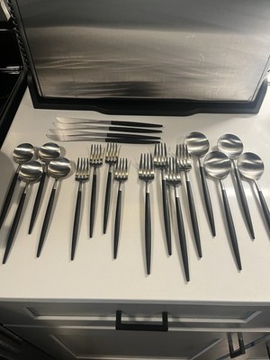 20 Pcs Cutipol Goa Flatware Black Handle Stainless Portugal Service For 4