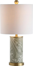 JONATHAN Y 20.5" Gray/Green Swirl Ceramic LED Table Lamp, Contemporary Marbled G