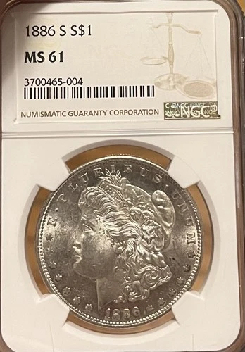 1886-S NGC MS61 Morgan Silver Dollar