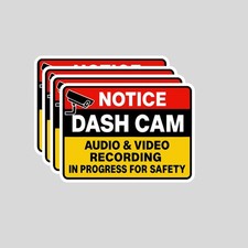 4PCS Dash Cam Recording Stickers   Audio and Video Recording Warning Decals