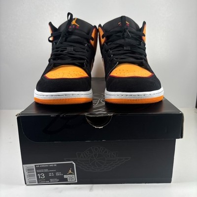 Nike Air Jordan 1 Mid SE Fat Tongue Men's US 13 Black/Vivid Orange