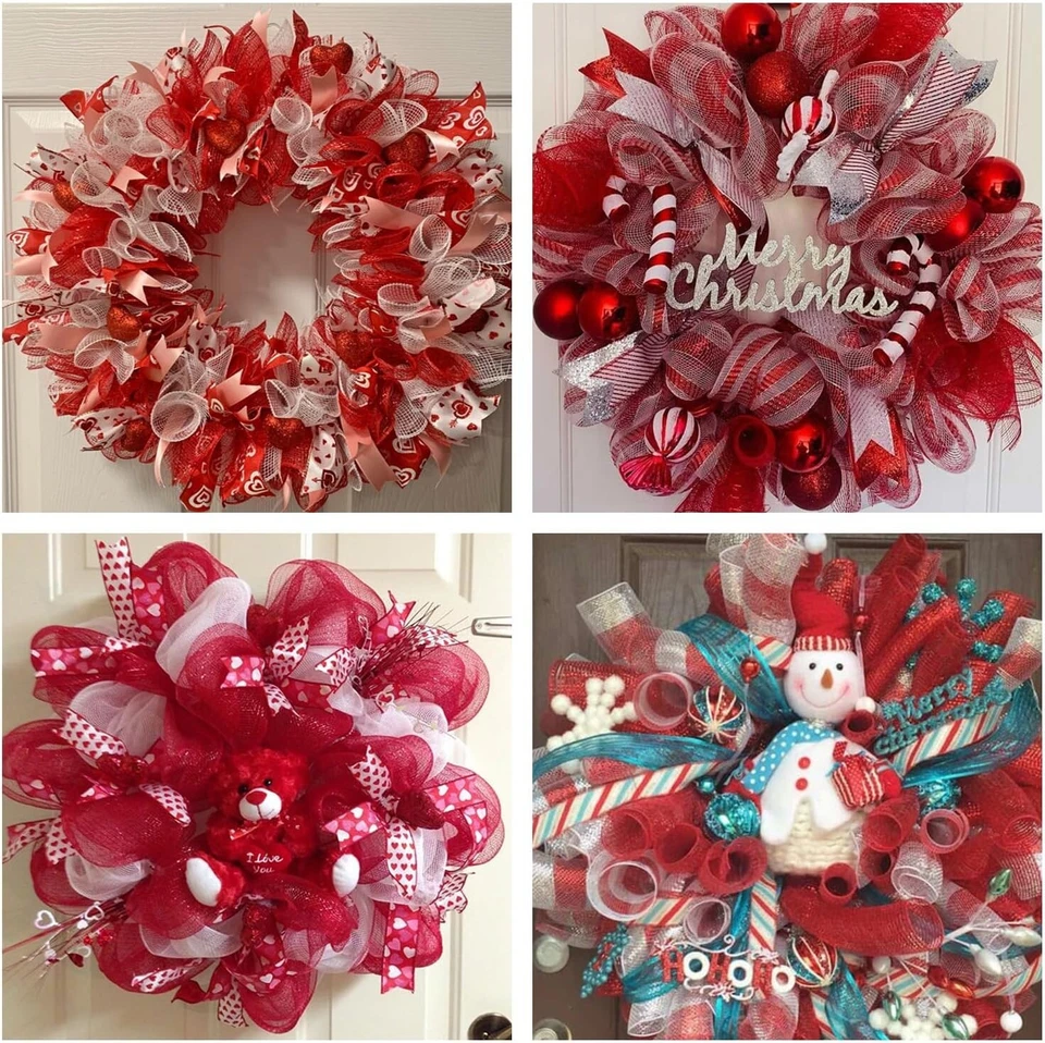 Deco Mesh Rolls – Red, White & Metallic Foil, 10 Inch x 30 Feet (Set of 4) - Image 4 of 4