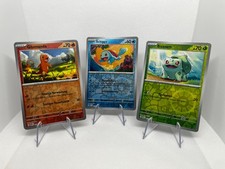 POKEMON - 151 - Bisasam - Glumanda - Schiggy - 3er Set REVERSE HOLO - deutsch NM