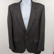 VTG Hart Schaffner Marx 44R Gray Wool Flannel Blazer Sport Coat Mens 1980s ACTWU