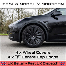 MONSOON Aftermarket Wheel Covers fits Tesla Model Y 4 x 19" Cover Hub Cap T Logo