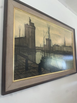 Limited Edition Vintage 1955 Bernard Buffet Lithograph La Rochelle