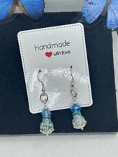 Glass Blue Beaded Earrings