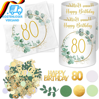 20 StüCk Servietten 80 Geburtstag+ 12 Windlicht Tischdeko + 100 Konfetti Deko Gr