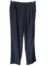 Chaps Ralph Lauren Dress Pant Size P33 W x 32L Pleated Navy Super 100s Wool Golf