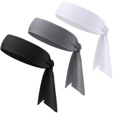3 Pack Head Tie Headbands for Women Men Ninja Karate Headband Tennis Tie Back...