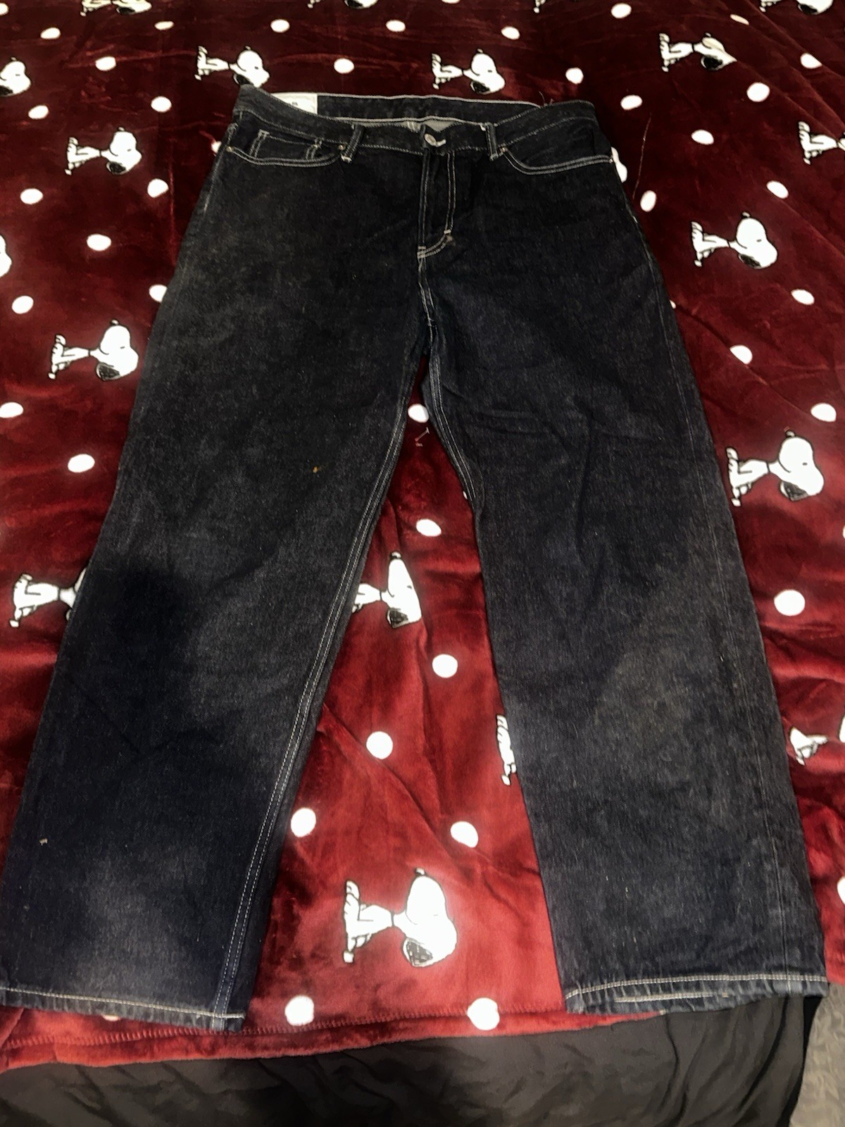 H&M Men’s Loose Fit Jeans 34x32 Dark Blue Straight Leg 100% Cotton Denim