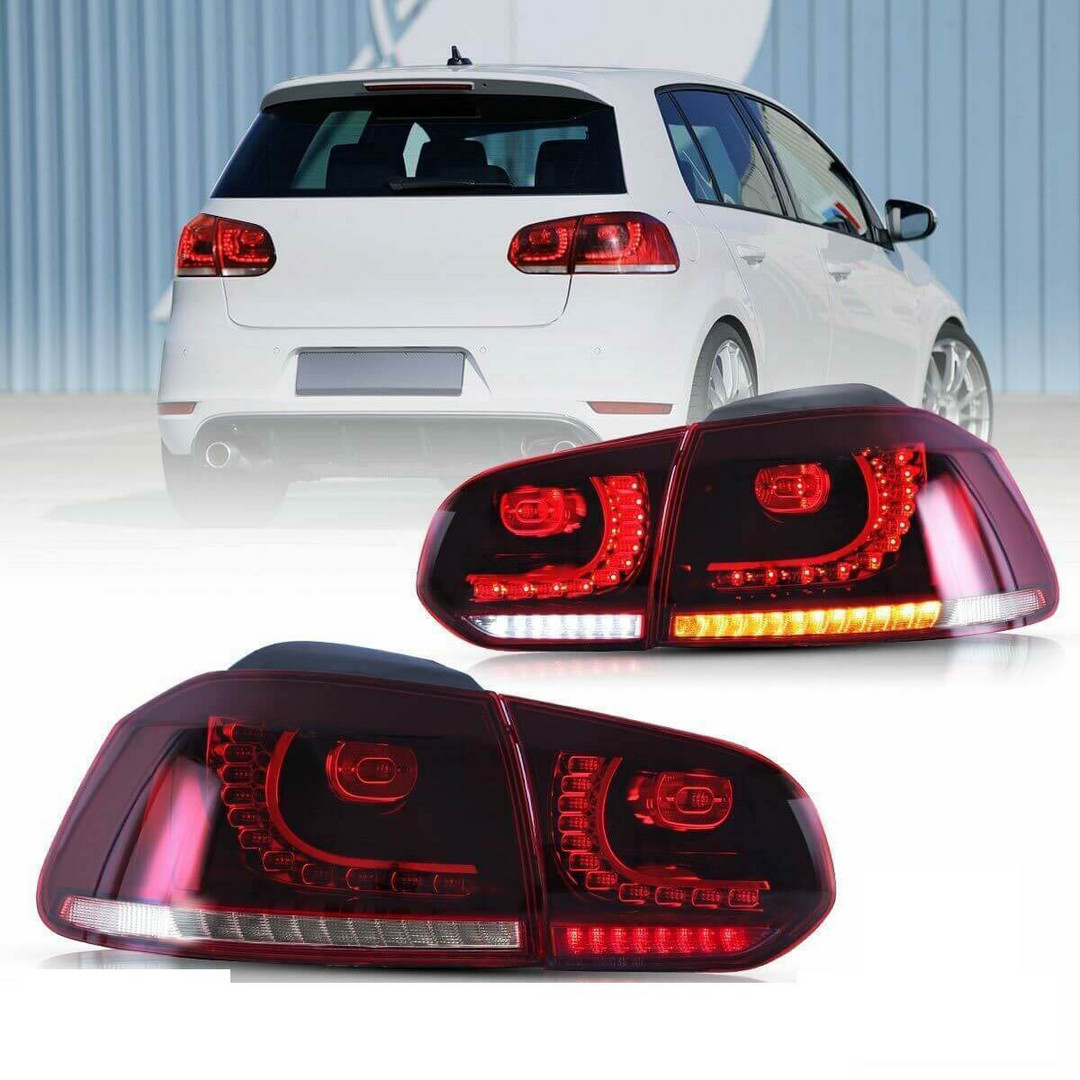 Feux arrière led look GTI pour VW Golf 6 avec clignotant dynamique noir fumé