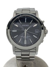 SEIKO Solar Watch Analog Stainless BLK SLV 7B52 0AF0