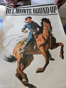 del monte Canned Goods Cowboys Posters 2 Sided Uncut 4 Total.