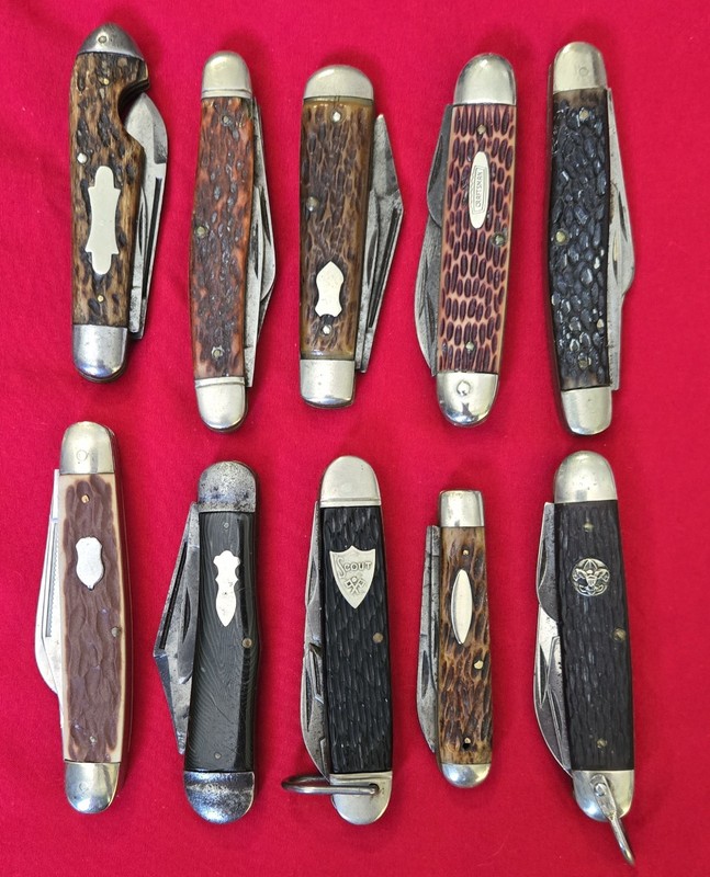 Mixed Lot Of 10 Antique Multiple Blade Pocket Knives