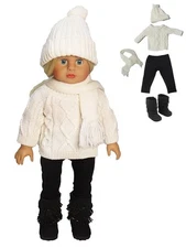Doll Clothes 18" Pants Leggings Black Sweater Cable Scarf Hat Boots Fit 18" Doll