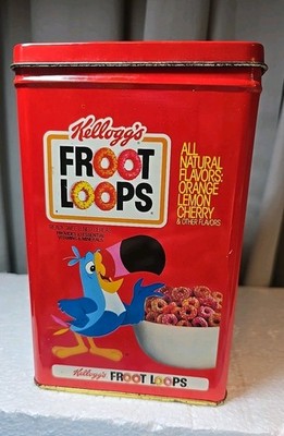 VINTAGE 1984 FROOT LOOPS KELLOGG TIN 6.5'' TALL