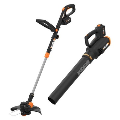 Cordless String Trimmer Leaf Blower Combo 20V WORX WG930.3 Batteries Charger