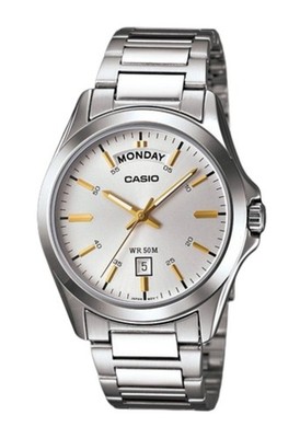 Casio Quartz Wr50m White Dial Analog Mens Dress Watch Mtp-1370d