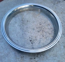 FORD EXP 13" TRIM RING (1) OEM ESCORT TEMPO TOPAZ GREAT USED SHINY STAINLESS 