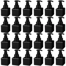 24 Pcs 8.5oz Refillable Foam Pump Bottles - Clear Soap Dispenser, Black Lid