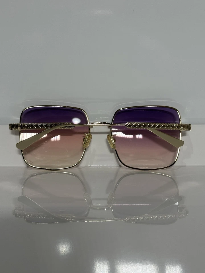 Gafas de sol Dior Cannage S1U B0G2 brillantes doradas cuadradas de metal para mujer púrpura/rosa Foto 4 de 4