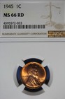 1945 NGC 1C MS66RD LINCOLN WHEAT CENT #B51329 — photo 1