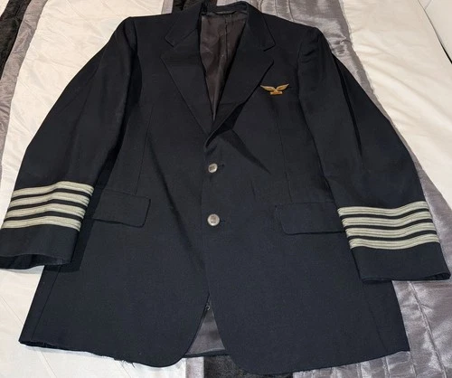 US AIR AIRLINE S PILOT'S VTG ORIGINAL CAPTAINS FULLY LINED CUSTOM JACKET JKT !!! - product listing photo