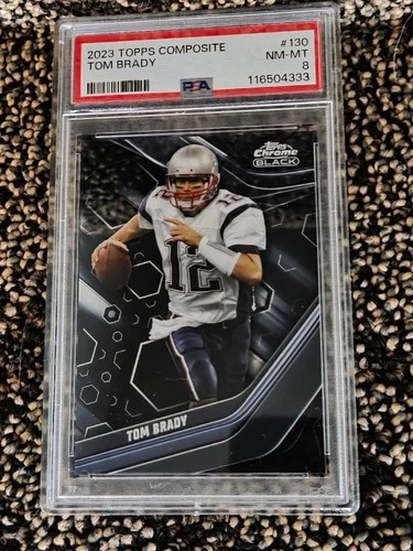 2023 Topps Composite Blue Refractor #130 Tom Brady Patriots PSA 8