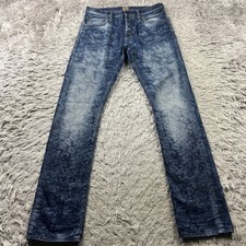 PRPS Mens Jeans 32 Blue Straight Leg Button Fly Designer act 32x33