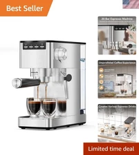 Espresso Machine Coffee Maker 20 Bar Steam Milk Frother Compact Stainless Steel
