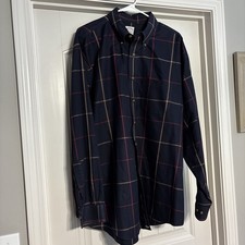 Brooks Brothers Original Polo Shirt All Cotton Navy Plaid X-Large EUC