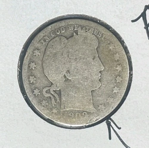 1909-S Barber Quarter — photo from the most recent tracked eBay sale