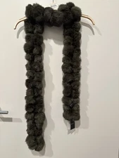 NWT Real Rabbit Fur Pom Pom Scarf Neck Collar Chic Luxury Winter Soft 69’ Long