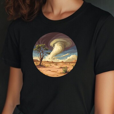 T-Shirt Frauen Tornado Wüstenlandschaft Motiv Baumwolle Größe S bis 3XL