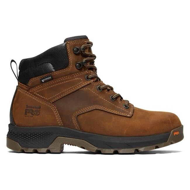 Men's Timberland PRO 6" TiTAN EV Waterproof Boots MODERN BROWN SOFT TOE NEW WORK