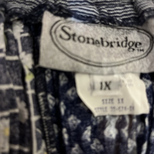 Stonebridge Maxi Broomstick Skirt Plus Sz 1X Boho Flowy Hippie Retro Navy Blue - Picture 7 of 7