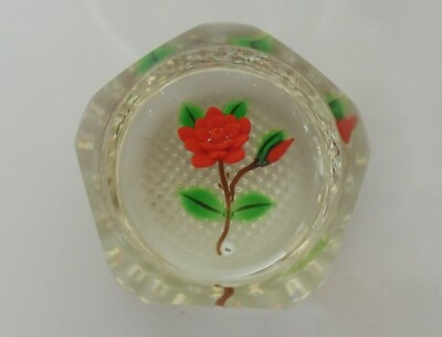 Einzigartiger William Manson Red Rose Sprig Briefbeschwerer (1/1) - 2 1/4'' (6 cm)