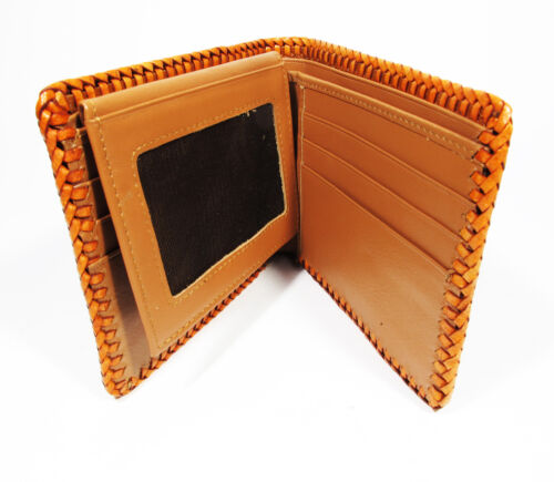 New Tan Brown Genuine Croc Back Bone Leather Skin Mens Bi-fold Wallet Crafted. - Picture 10 of 11