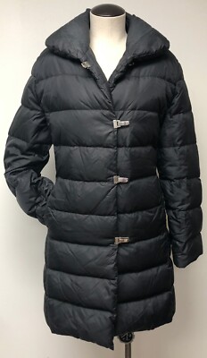 BOGNER APRES SKI VNTG BLACK NYLON FEEL DOWN PUFFER KNEE LENGTH STROLLER COAT 10