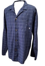 Polo Ralph Lauren Mens Sleepwear Navy White Plaid Button Up Pajama Top Shirt XL