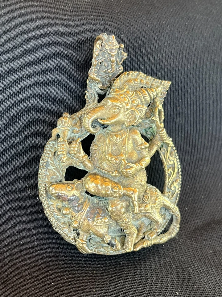 СТАРАЯ ПОДВЕСКА GANESHA ИНДУИСТСКИЙ БОГ АМУЛЕТ, УДАЧИ И ХОРОШЕГО БИЗНЕСА - Изображение 3 из 4