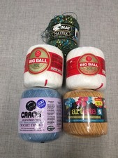 Lot of 5 Cotton Crochet Thread Mixed Colors, approx 1990 yards